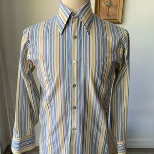 Vintage 1960’s Pastel Striped Dress Shirt 15.5 32/33 M